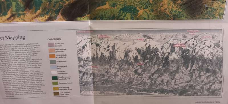 1988 Folded Wall Map of Mount Everest Published By National Geographic 57x91cm