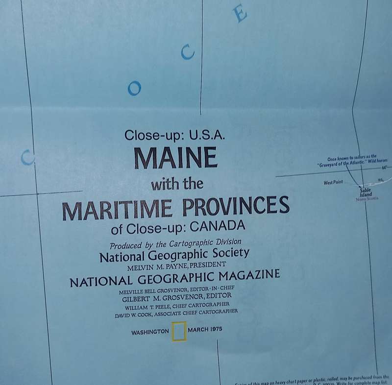 1975 Folded Map of  MAINE U.S.A Published By National Geographic 57x89cm