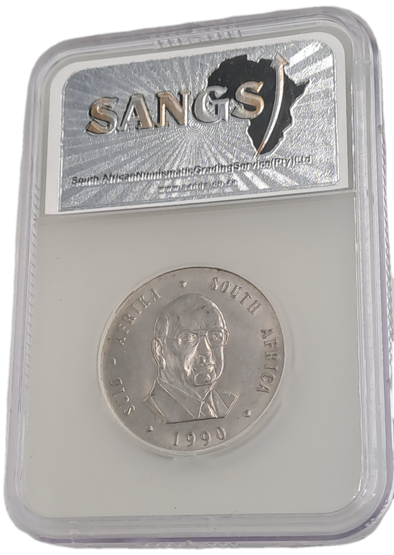 1990 South Africa 1 Rand Pieter W. Botha -SANGS Graded AU55