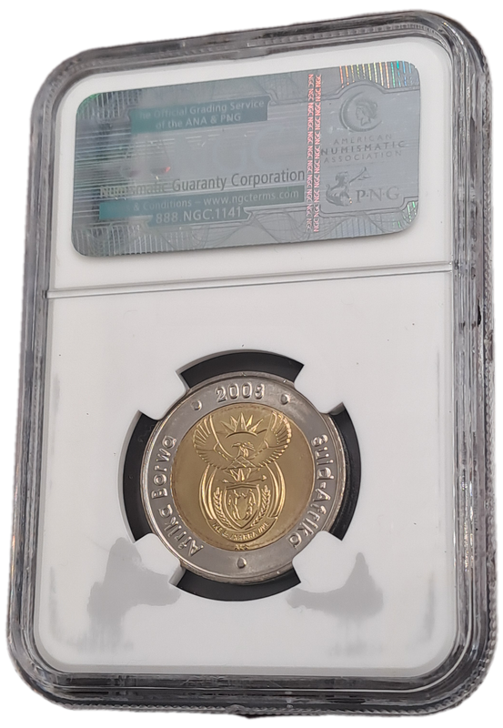 2008 South Africa R5 Mandela 90th Birthday NGC Graded MS 66