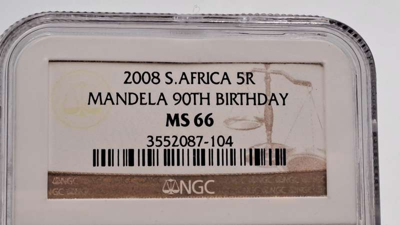 2008 South Africa R5 Mandela 90th Birthday NGC Graded MS 66