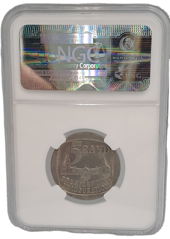 1994 South Africa R5 Mandela Presidential inauguration NGC Graded AU 55