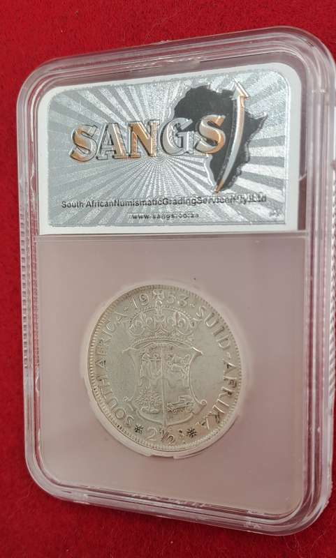 1953 South Africa Union Silver 2.5 Shillings VF20 Sangs Graded
