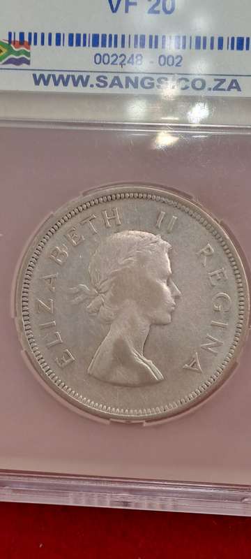 1953 South Africa Union Silver 2.5 Shillings VF20 Sangs Graded