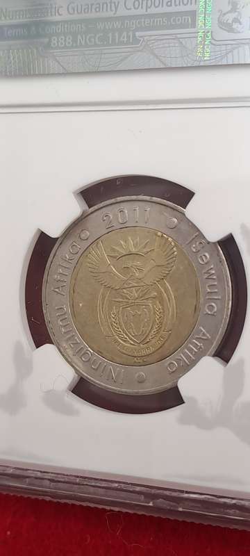 2011 South Africa R5 90th Anniversary of the Reserve Bank-NGC Graded AU58
