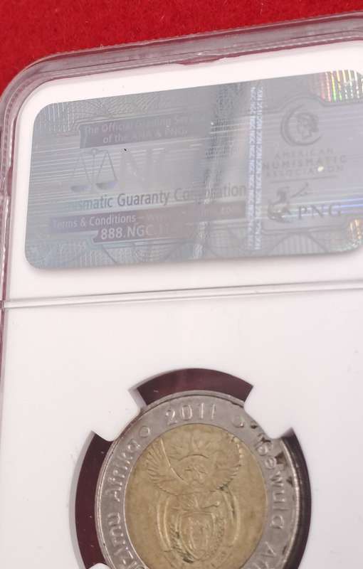 2011 South Africa R5 90th Anniversary of the Reserve Bank-NGC Graded AU58