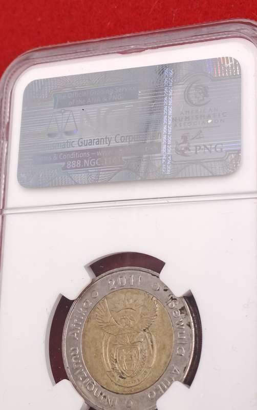 2011 South Africa R5 90th Anniversary of the Reserve Bank-NGC Graded AU58
