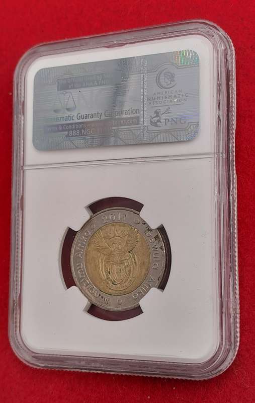 2011 South Africa R5 90th Anniversary of the Reserve Bank-NGC Graded AU58