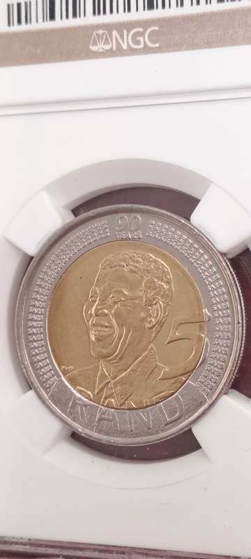 2008 South Africa R5 Mandela 90th Birthday Coin-NGC Graded MS66