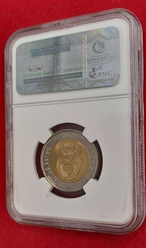 2008 South Africa R5 Mandela 90th Birthday Coin-NGC Graded MS66