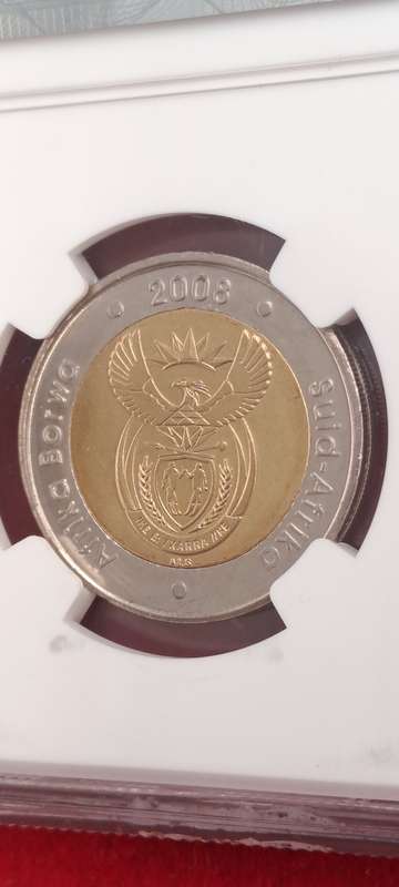 2008 South Africa R5 Mandela 90th Birthday Coin-NGC Graded MS66