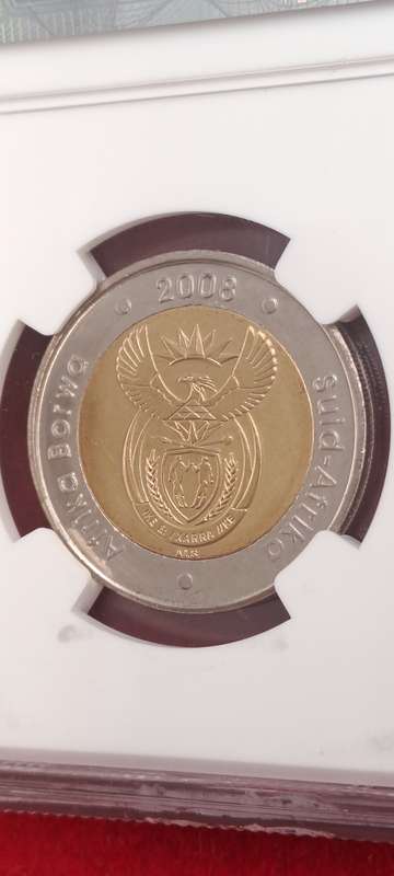 2008 South Africa R5 Mandela 90th Birthday Coin-NGC Graded MS66