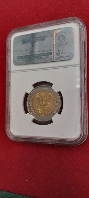 2008 South Africa R5 Mandela 90th Birthday Coin-NGC Graded MS66