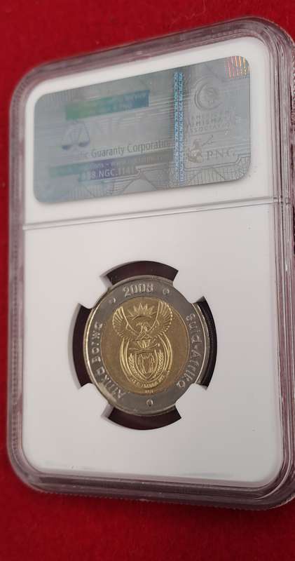 2008 South Africa R5 Mandela 90th Birthday Coin-NGC Graded MS64