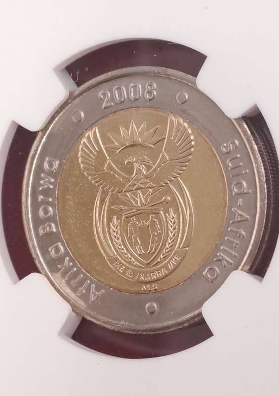 2008 South Africa R5 Mandela 90th Birthday Coin-NGC Graded MS64