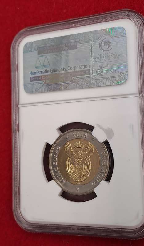 2008 South Africa R5 Mandela 90th Birthday Coin-NGC Graded MS67