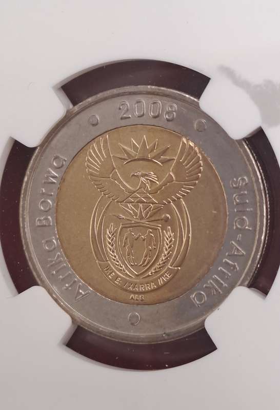 2008 South Africa R5 Mandela 90th Birthday Coin-NGC Graded MS67