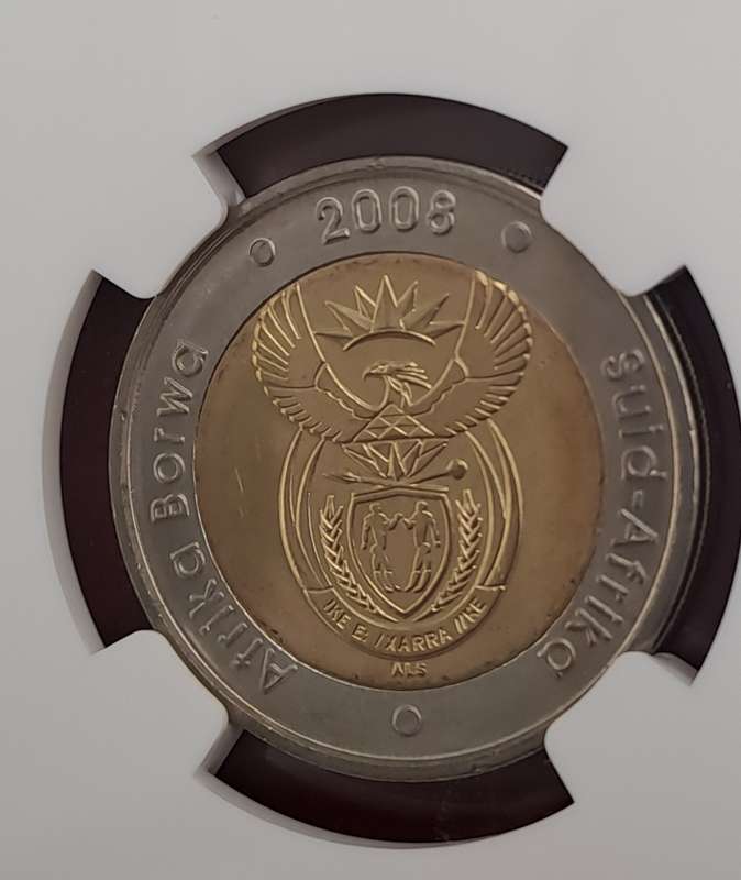 2008 South Africa R5 Mandela 90th Birthday Coin-NGC Graded MS66