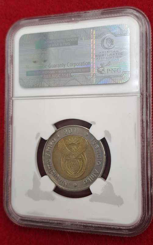 2011 South Africa R5 90th Anniversary of the Reserve Bank-NGC Graded AU58