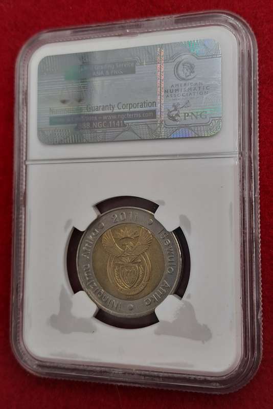 2011 South Africa R5 90th Anniversary of the Reserve Bank-NGC Graded AU58