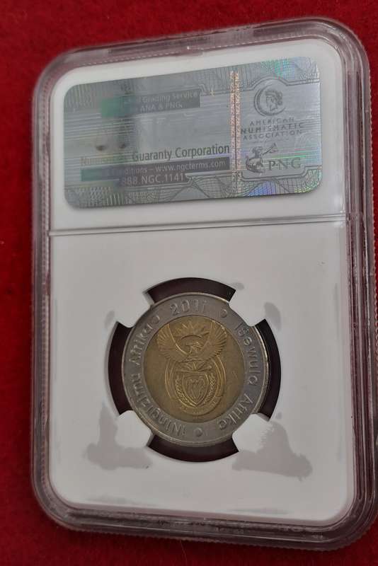 2011 South Africa R5 90th Anniversary of the Reserve Bank-NGC Graded AU58