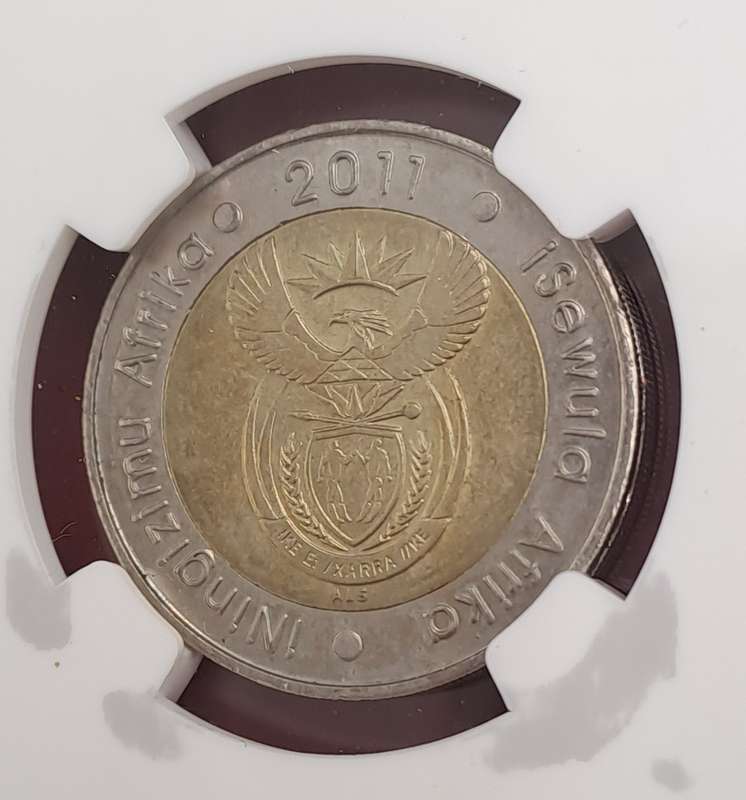 2011 South Africa R5 90th Anniversary of the Reserve Bank-NGC Graded AU58
