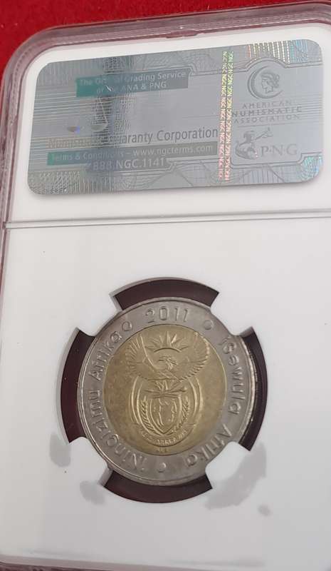 2011 South Africa R5 90th Anniversary of the Reserve Bank-NGC Graded AU58