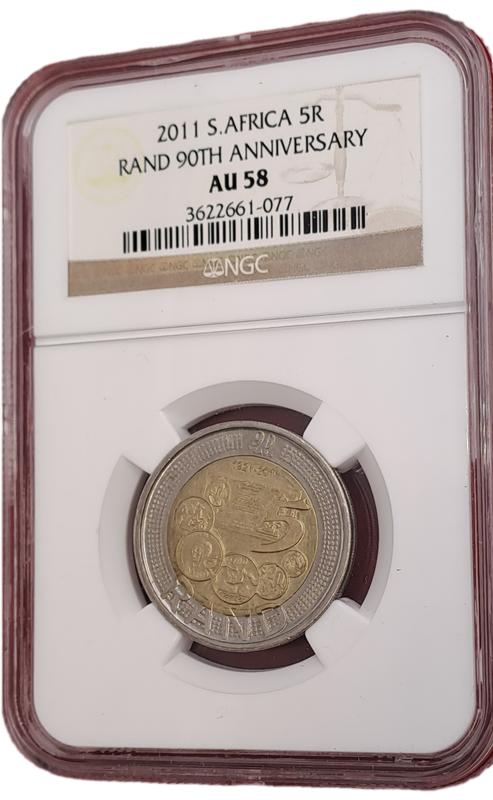 2011 South Africa R5 90th Anniversary of the Reserve Bank-NGC Graded AU58