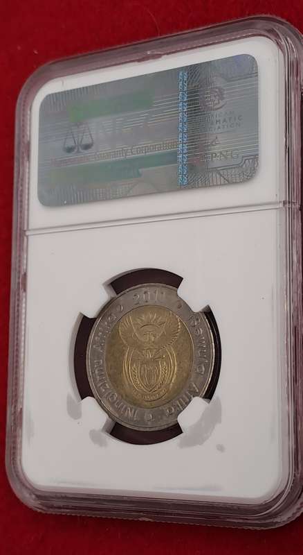 2011 South Africa R5 90th Anniversary of the Reserve Bank-NGC Graded AU58
