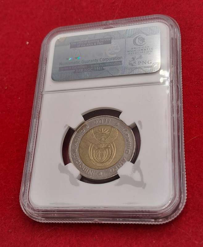 2011 South Africa R5 90th Anniversary of the Reserve Bank-NGC Graded AU58