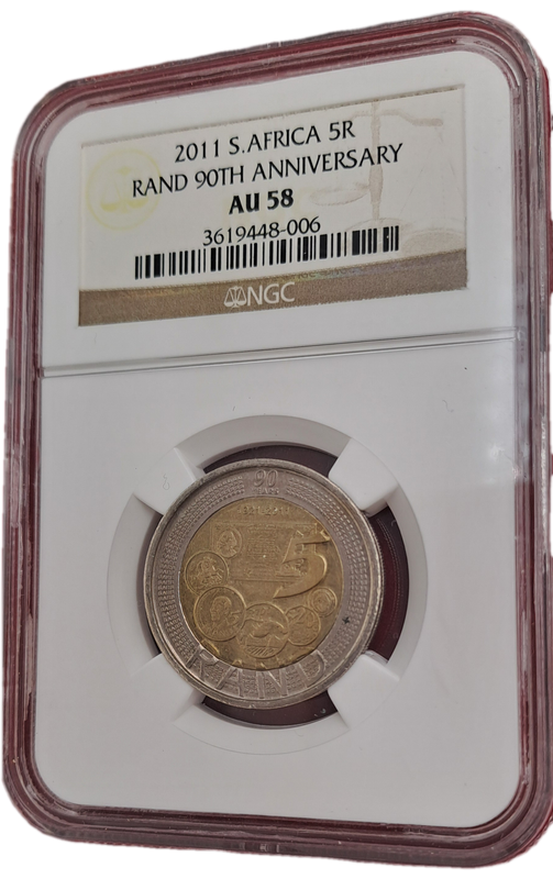 2011 South Africa R5 90th Anniversary of the Reserve Bank-NGC Graded AU58