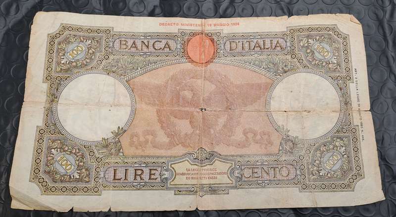 1941 Italy  100 Lire Capranesi - Roma-Large Note (see Condition)