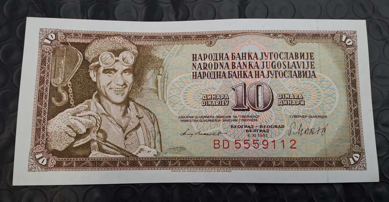 1981  Yugoslavia 10 Dinara -UNC Bank Note