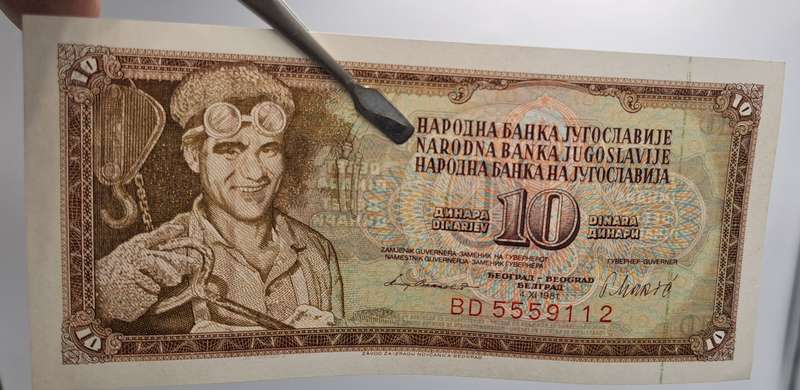 1981  Yugoslavia 10 Dinara -UNC Bank Note