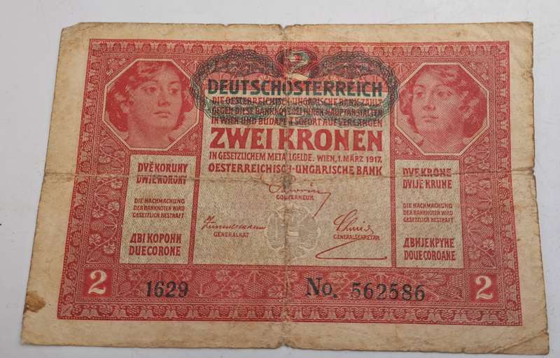 2017  Austria 2 Kronen Bank Note-See Conditiom