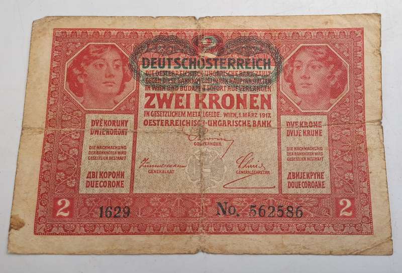 2017  Austria 2 Kronen Bank Note-See Conditiom