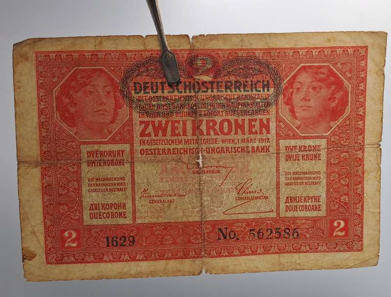 2017  Austria 2 Kronen Bank Note-See Conditiom