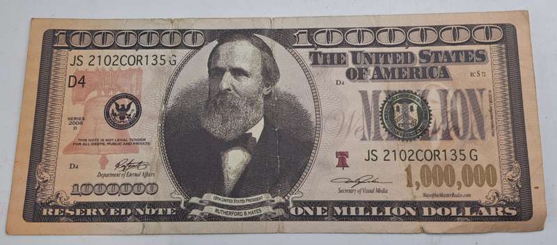 Collectable Vintage USA $1,000,000 One Million Dollars novelty note not real money