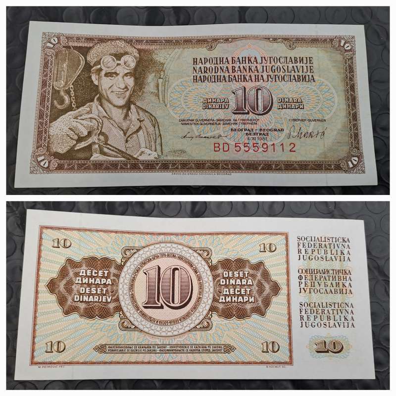 1981  Yugoslavia 10 Dinara -UNC Bank Note