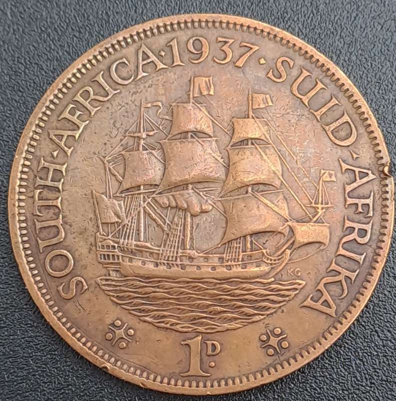 1937 South Africa  1 Penny - George VI Rex Imperator