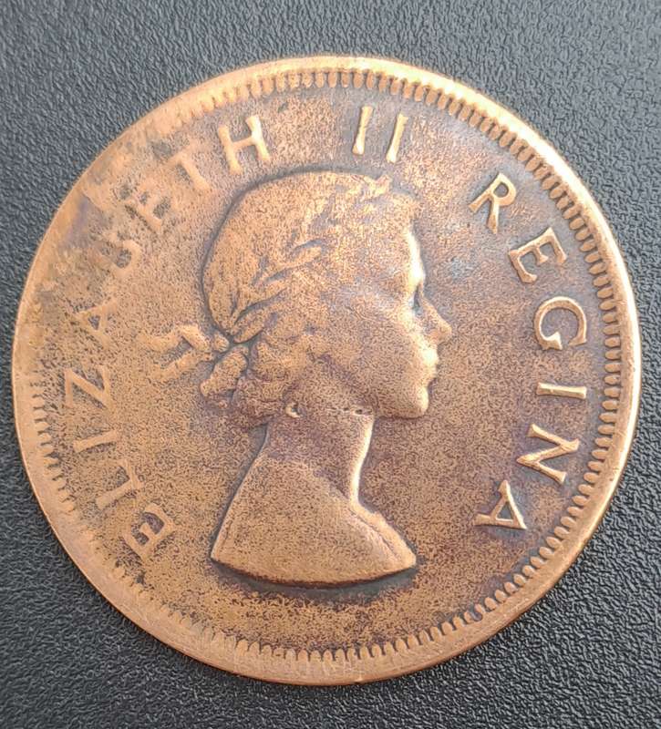 1953  South Africa  1 Penny - Elizabeth II 1st portrait