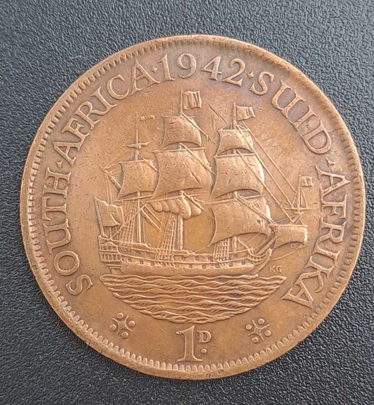 1942 South Africa  1 Penny - George VI Rex Imperator