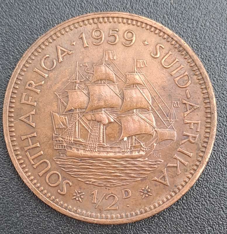 1959 South Africa 1 Penny - Elizabeth II 1st portrait