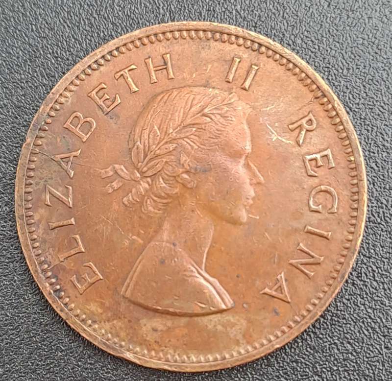 1959 South Africa 1 Penny - Elizabeth II 1st portrait