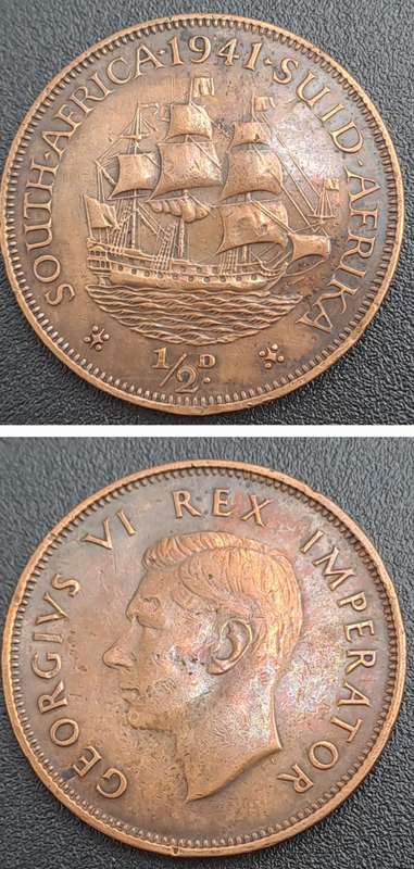1941 South Africa  1 Penny - George VI Rex Imperator