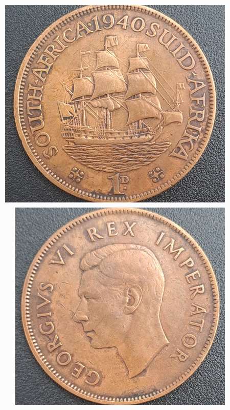 1940 South Africa  1 Penny - George VI Rex Imperator