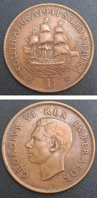 1941 South Africa  1 Penny - George VI Rex Imperator