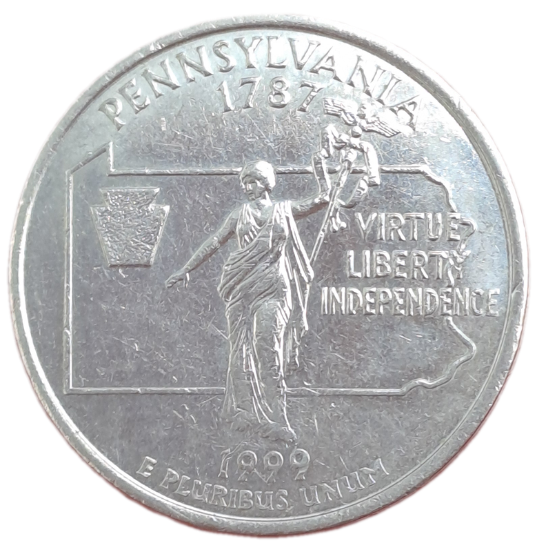 1999 United States ¼ Dollar "Washington Quarter" Pennsylvania