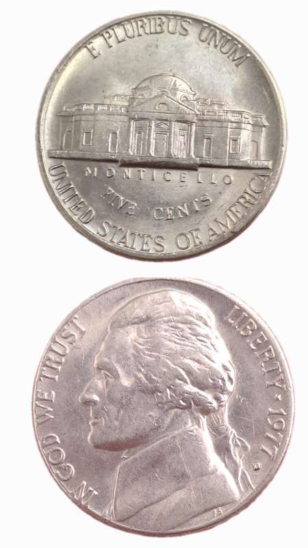 1997 United States  5 Cents "Jefferson Nickel" 1st portrait