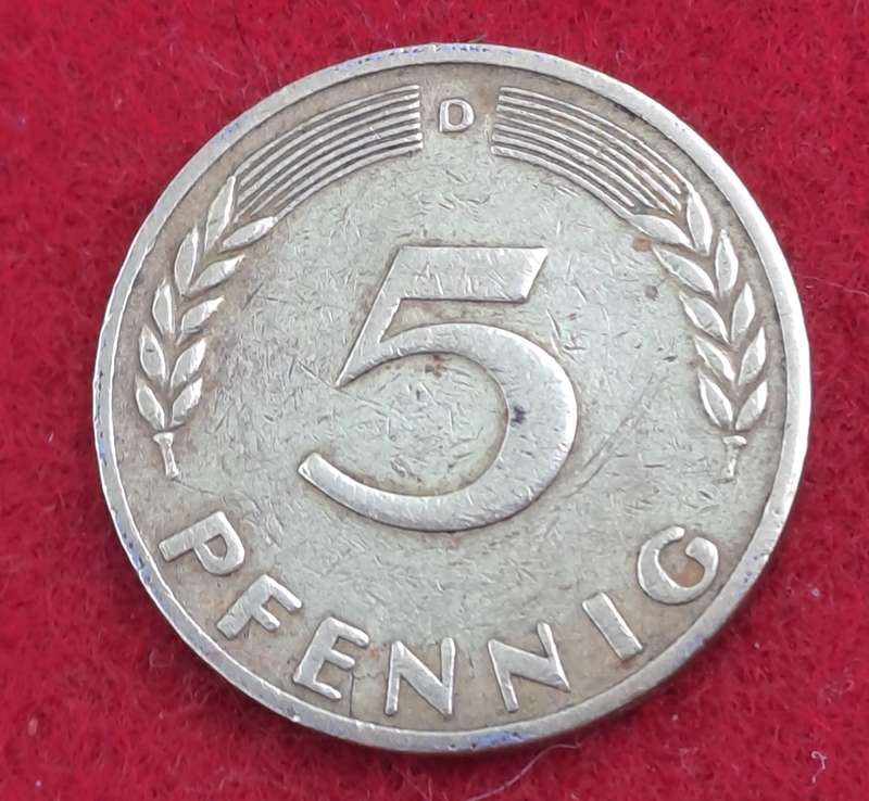 1949 Germany 5 Pfennigs D Pattern(Brass clad steel) magnetic